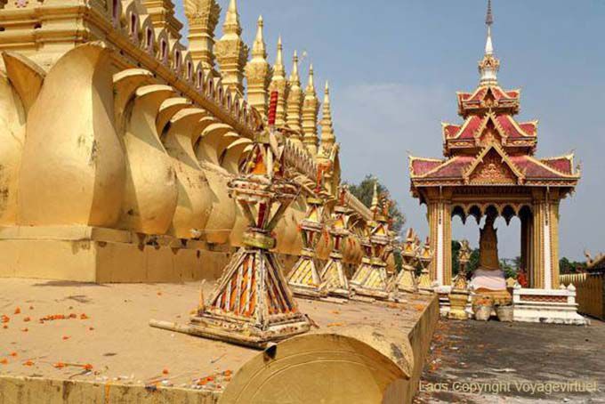 Exterior wall lotus, Pha That Luang, Vientiane, Lao