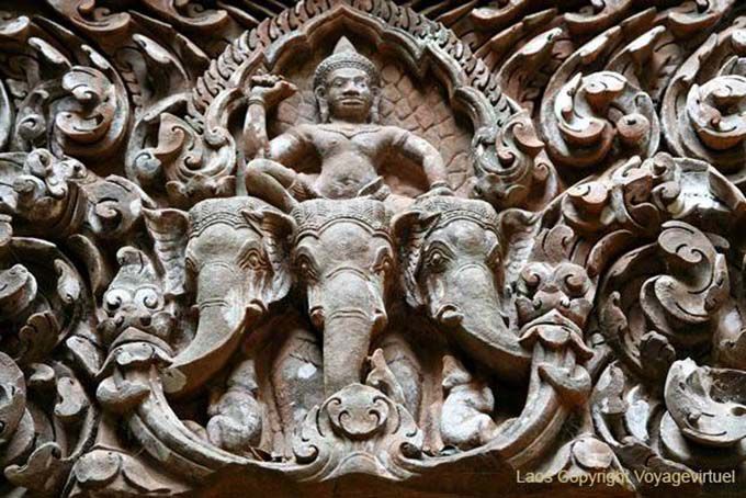 Triptych elephantine, Wat Phou, Lao