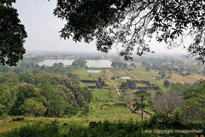 Panorama from the sanctuary of the plain, Vat Phou, Lao