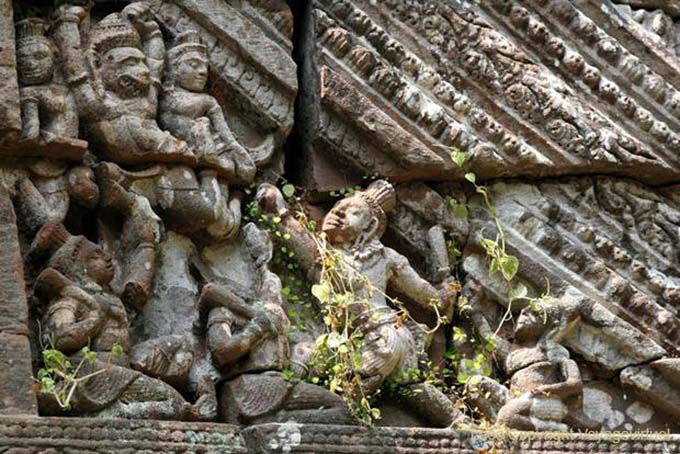 Warrior scene on the sanctuary, Wat Phou, Lao