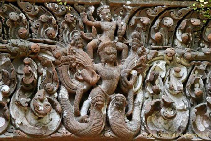 Lintel showing Vishnu on Garuda, Wat Phou, Lao