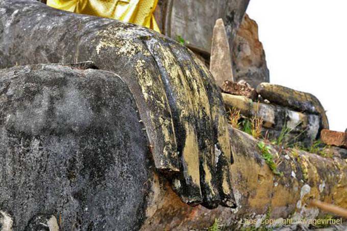 Focus on hand of Buddha, Wat Phia Wat Xieng Khouang Old Capital, Lao
