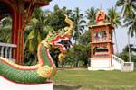 Dragon and steeple Wat Khon Tai, Khone Island, Lao.