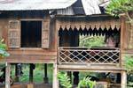 Balcony of traditional house, Khong Island, Lao.