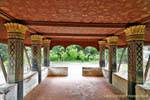 Columns decorated the entrance, Wat Long Khoun, Luang Prabang, Lao.