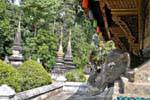Elephant, mirror and stupas, Wat Xieng Thong, Luang Prabang, Lao.