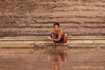 The time of the toilet in the river, Mekong, South Laos, Lao.