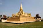 Panorama of Pha That Luang stupa, Wat That Luang, Vientiane, Lao.