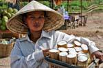 Sticky rice saleswoman, Wat Phou, Lao.