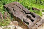 Sculpture crocodile recessed Wat Phou, Lao.