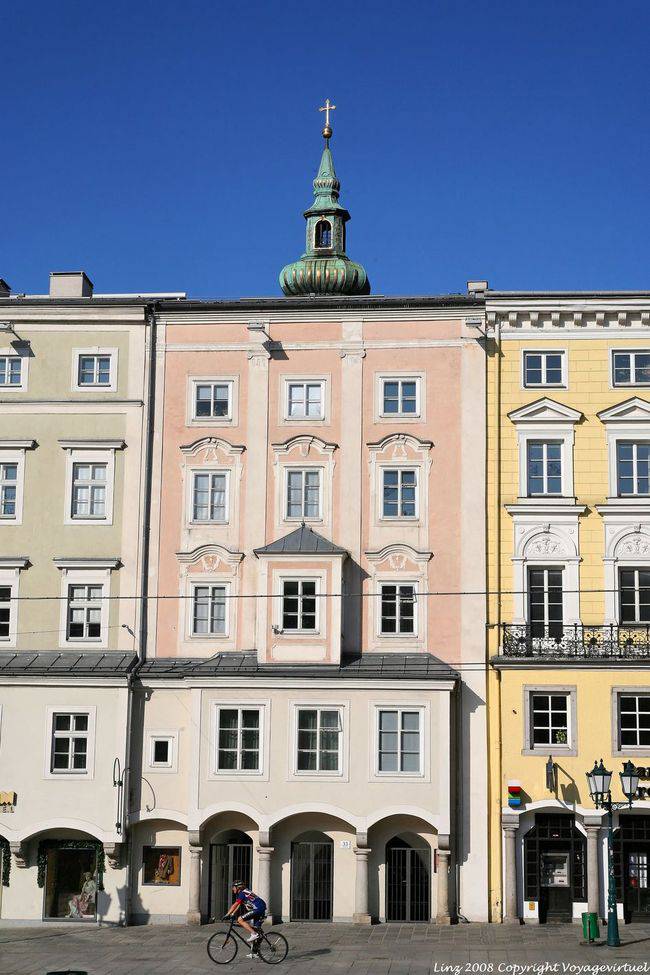 Steeple on a Hauptplatz facade, Linz - Austria
