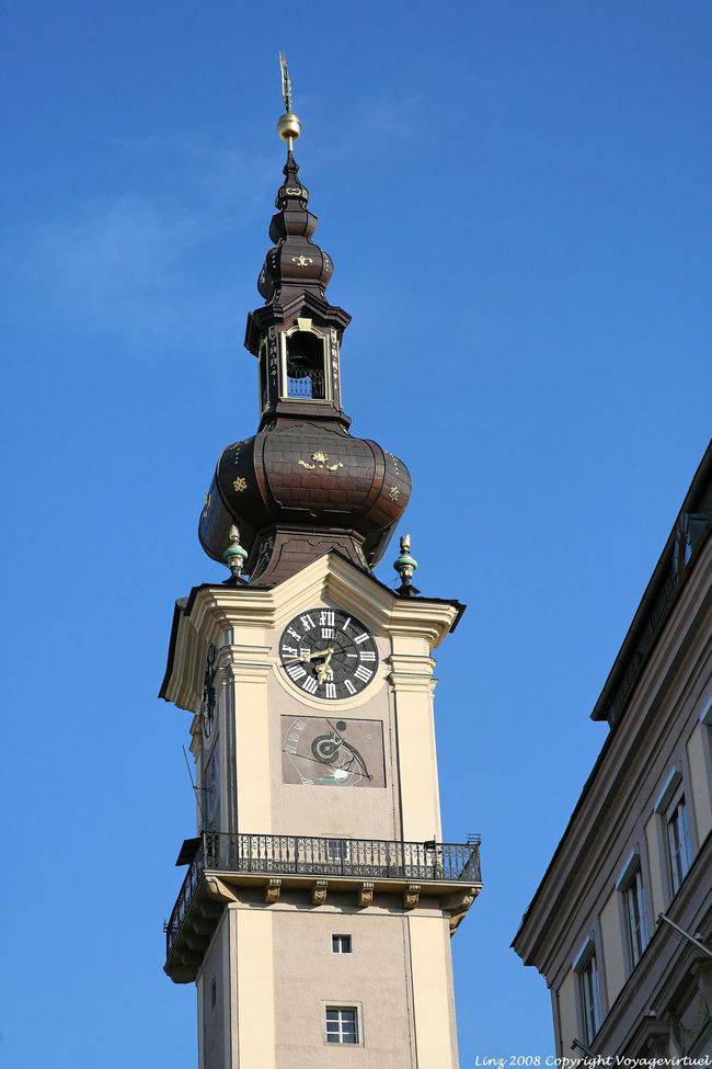 Landhaus, clock, sundial and pinnacle top, Linz - Austria