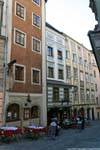Painted terrace and facades, Altstadt, Hofberg, Linz, Austria.