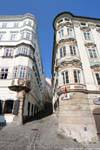 Altstadt, Hofgasse, traditional architecture, Apothekerhaus, Linz, Austria.
