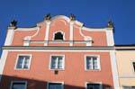 Altstadt, candy pink facade, Linz, Austria.