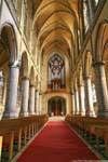 Neuer Dom, the great organs and the red carpet of the nave, Linz, Austria.