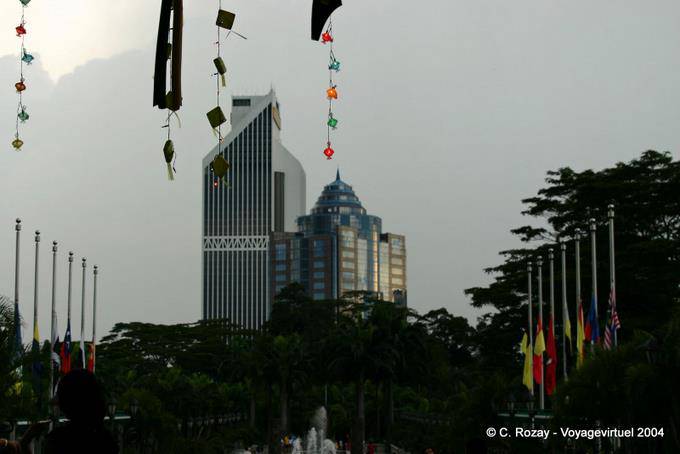 Architectural alignment from the garden of Menara Kuala Lumpur - Malaysia