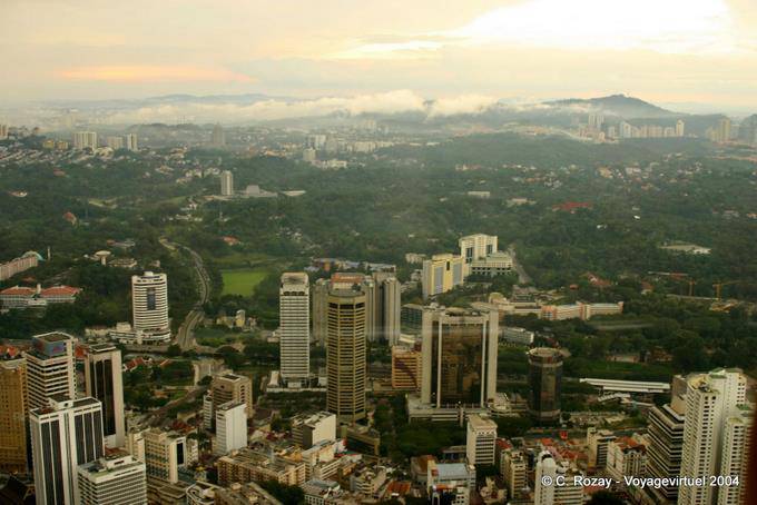 The top of the Menara, panorama with the Sheraton Imperial in the center, Kuala Lumpur - Malaysia