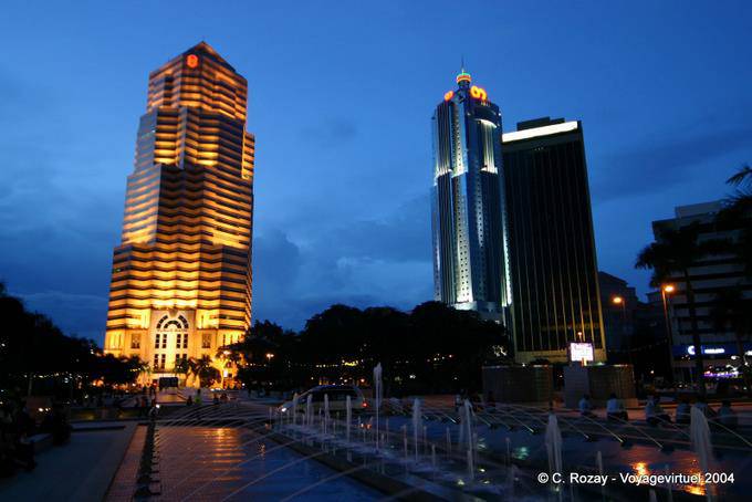 Buildings illuminated at night, Kuala Lumpur - Malaysia