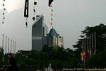 Architectural alignment from the garden of Menara Kuala Lumpur, Malaysia.