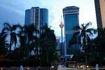 Buildings in blue, Kuala Lumpur, Malaysia.