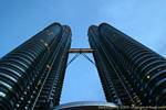 The Petronas towers seen from below, Kuala Lumpur, Malaysia.