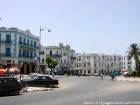 Facades on Liberation Square, Larache, Morocco.