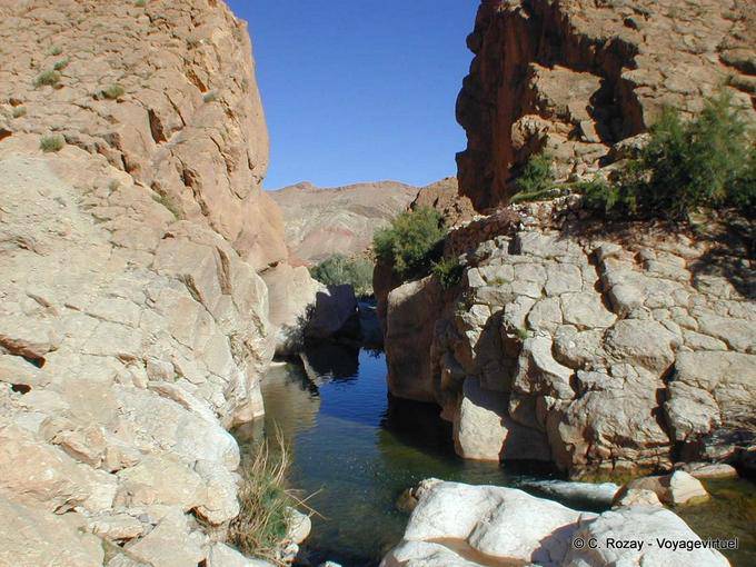Irrigation passage between the rocks, Rose Valley - Morocco