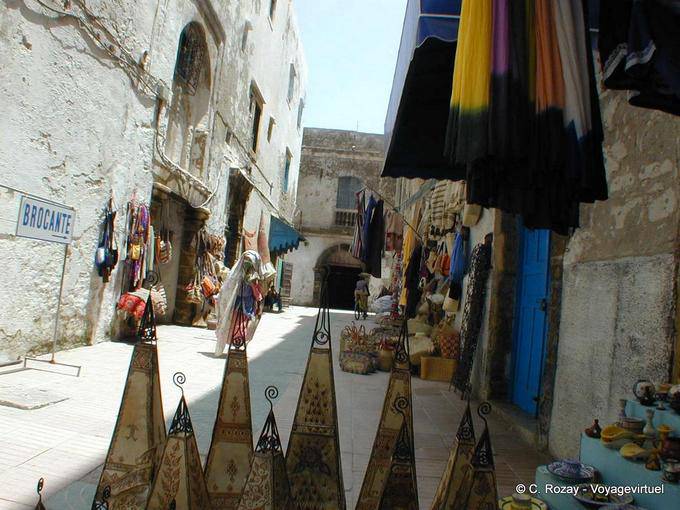 Bazaar items exposed in the street, only for tourists, Essaouira - Morocco