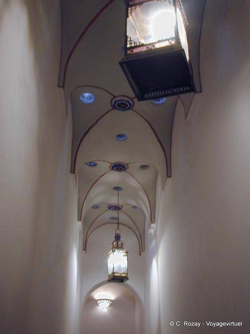 Lighting of the vault of a corridor of the hammam, Marrakesh Museum - Morocco