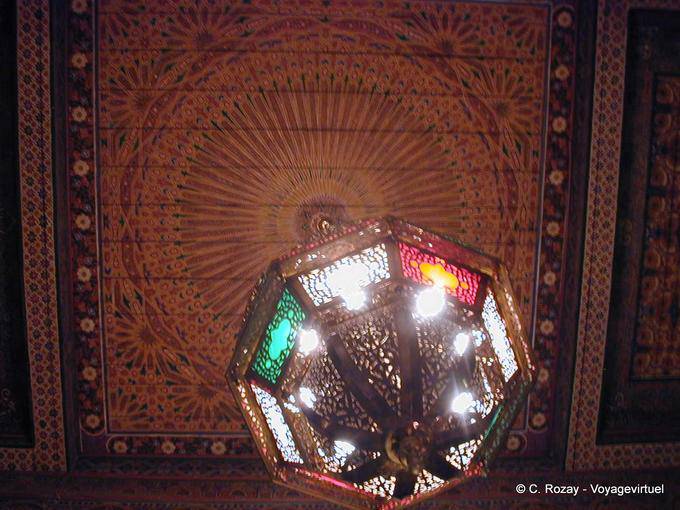 Ceiling of a room of the Omar Benjelloun Foundation, Dar M'nebhi Palace, Marrakech - Morocco