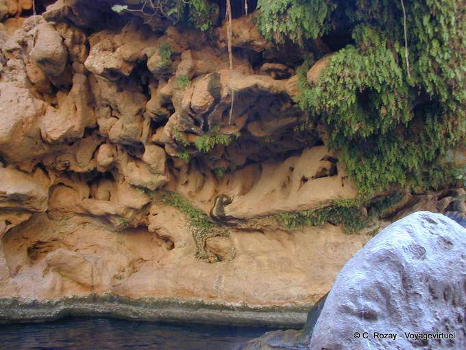 Cascades of Imouzzer, colored rocks and vegetation - Morocco
