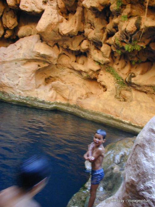 Swimming in the bed of the Cascades of Imouzzer - Morocco
