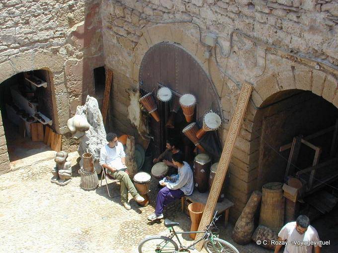 A shop of musical instruments behind the ramparts of Essaouira - Morocco