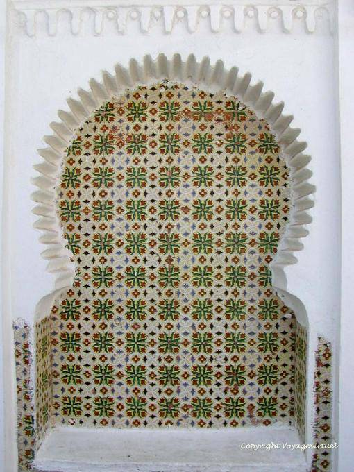 A Moorish gate-shaped bench and covered with azulejeros, Asilah - Morocco