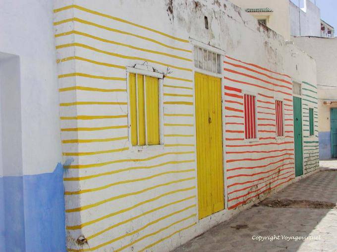 Wall painted multicolored lines, Asilah - Morocco