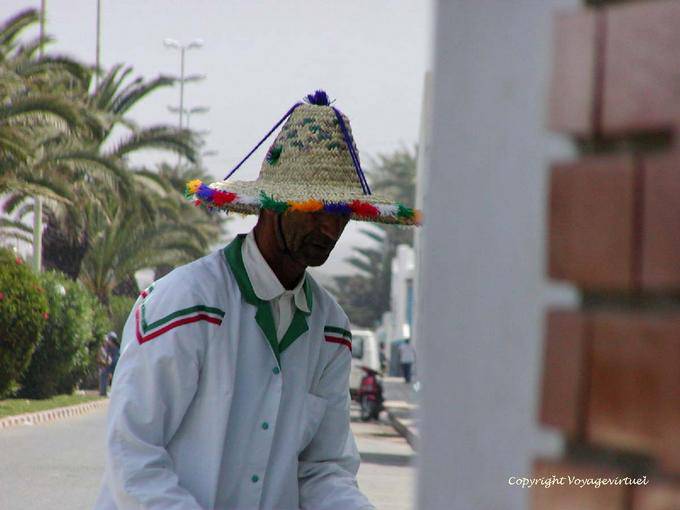 Hat with multicolored pompons the Rif, Asilah - Morocco