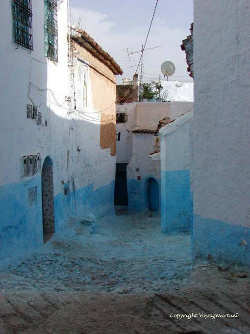 Street painted blue, Chefchaouen - Morocco