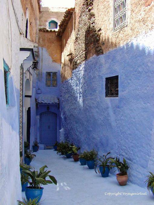 Street potted plants, Chefchaouen - Morocco