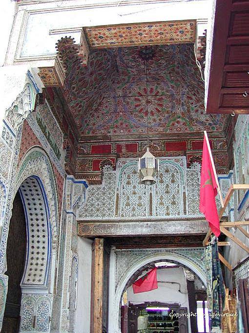 Decor colorful wood and stucco in the medina of Fez - Morocco