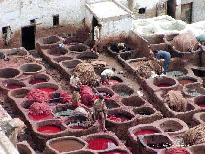 Working in a traditional dyeing Fez Al Bali - Morocco