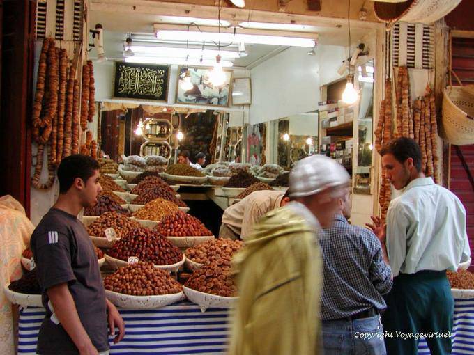 Store dried fruit, figs and dates, Fes El Bali Medina - Morocco