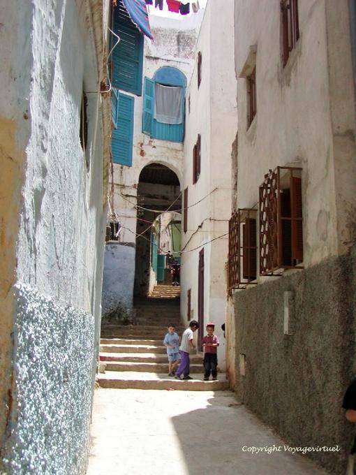 Stairs and archway in the old medina, Larache - Morocco