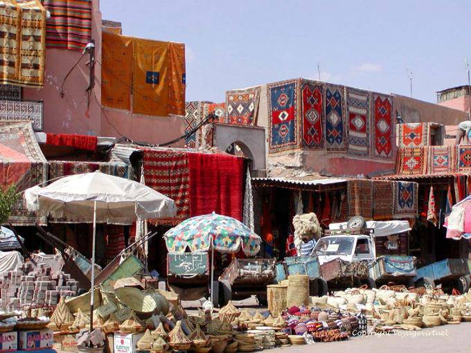 Carpet Exhibition on the Jemaa El Fna, Marrakech - Morocco