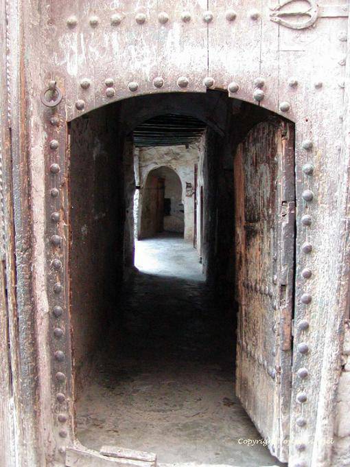 Door and passage in the ancient medina, Marrakech - Morocco