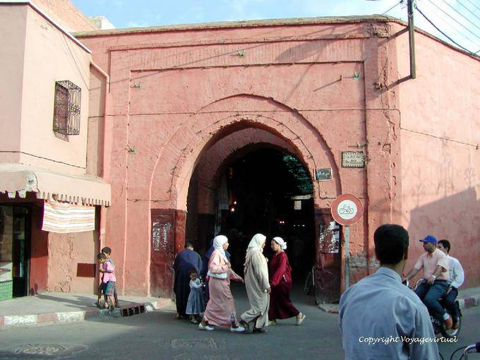 The front door in a covered souk, Mellah, Marrakech - Morocco
