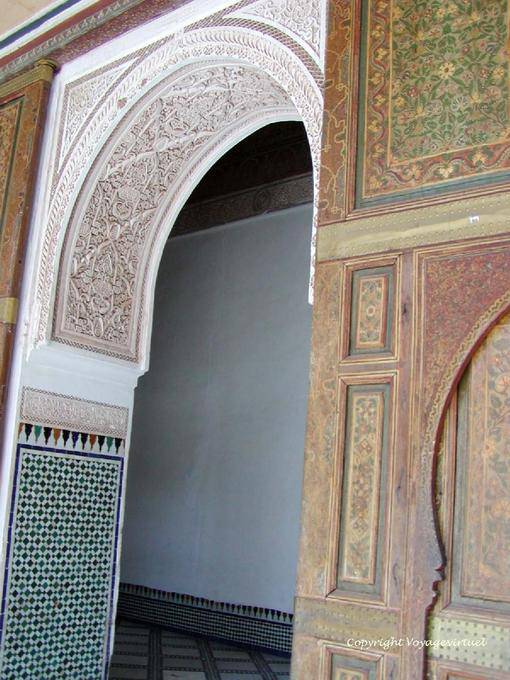 Decorating a hall, the Little Court, Bahia Palace, Marrakech - Morocco