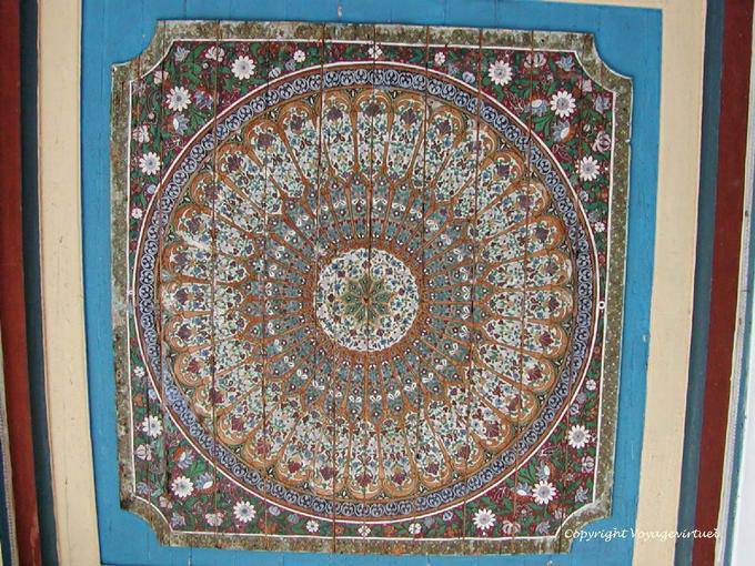 Ceiling painted with concentric and floral patterns, Bahia Palace, Marrakech - Morocco