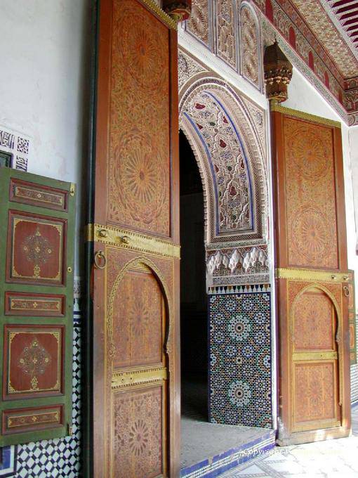 One of the doors of the Grand Riad apartments, Bahia Palace, Marrakech - Morocco