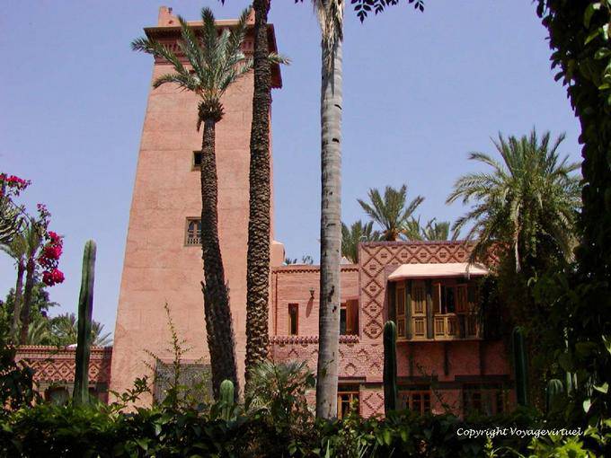 Building and square tower Jardin Majorelle, Marrakech - Morocco